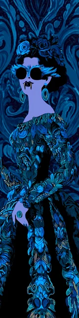 Free vampire bookmark featuring a blue-themed vampire design